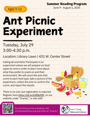 picnic basket with food and ants