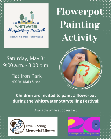 child painting a flowerpot