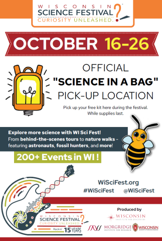 Wisconsin Science Festival graphic with bee logo