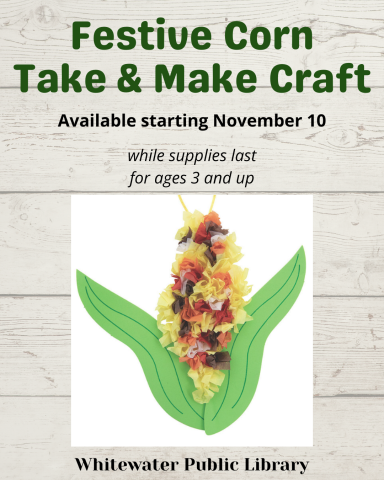tissue paper corn craft yellow brown and orange with green leaves