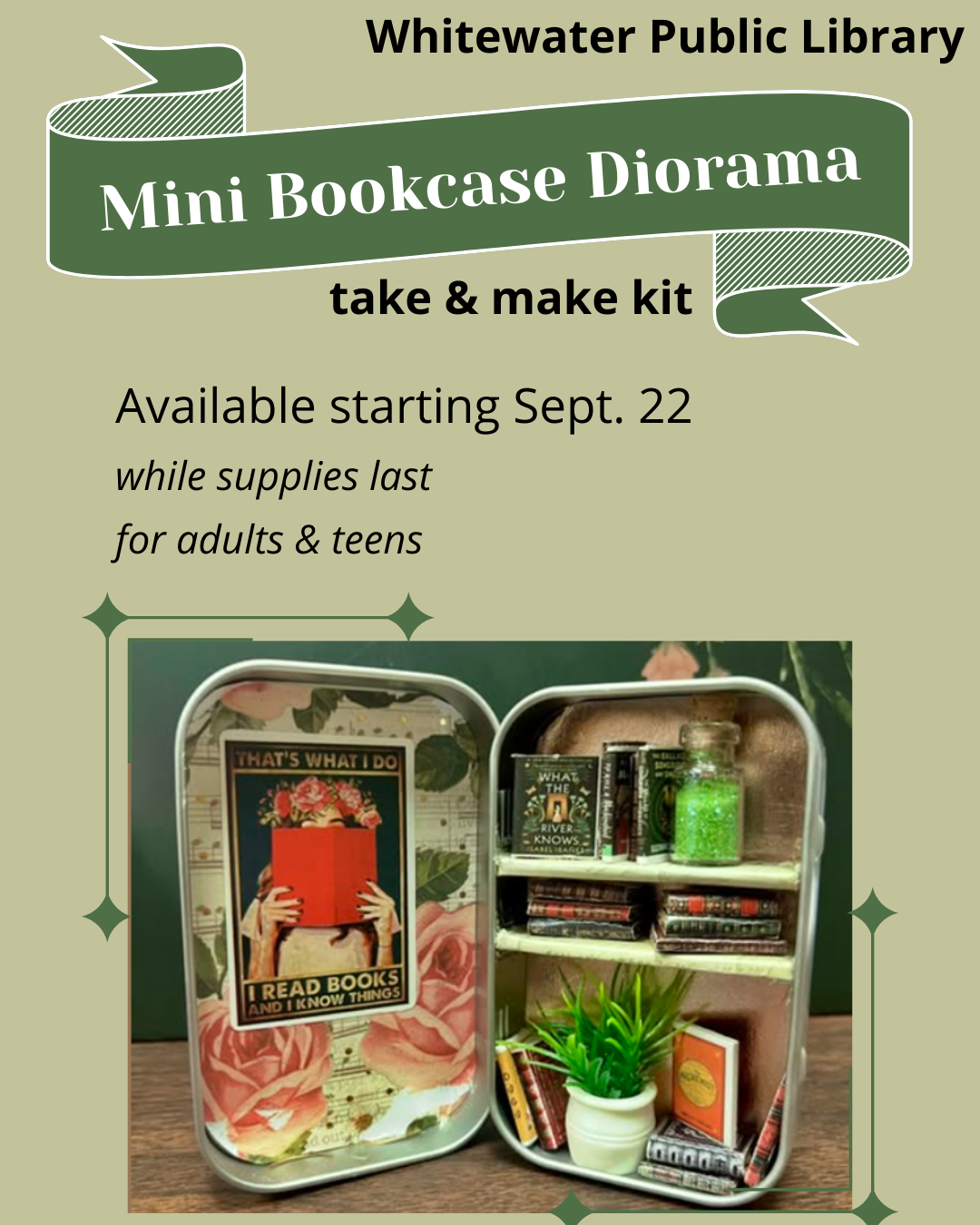 mini bookcase craft made from an altoid tin