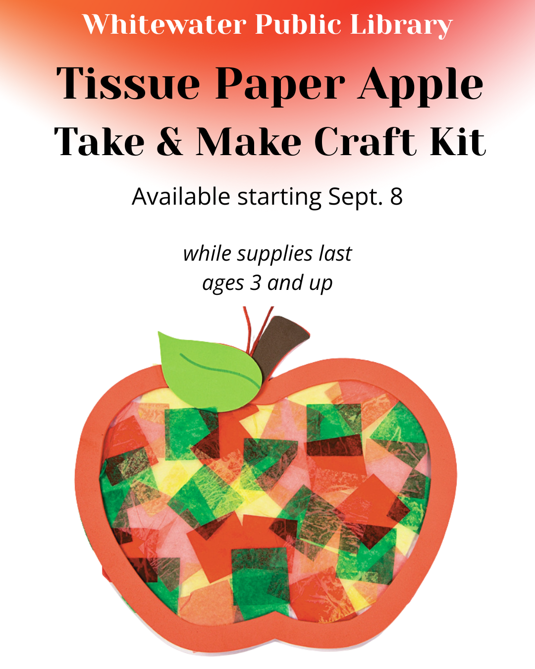 apple craft red and green tissue paper squares